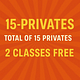 15-PRIVATE Sessions (2 Free Classes)