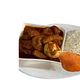 White rice, shaki stew, moimoi and ponmo