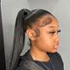 Sleek mid high ponytail