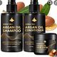 Keratin Argan Oil Hair Care shampoo and conditioner Thoroughly Cleanses The Scalp, Hydrates And Adds Volume, Lightweight And Revitalizing - Perfect for Dry, Damaged, Or Color-Treated Hair - Comes with Shampoo, Conditioner, And Hair Mask; Deep Scalp Cleansing Is C