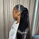 Quick weave ponytail half up half down