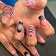 BIAB Nails with nail art, stickers or and gems