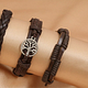 Set van 3 lederen armbanden (Bruin)