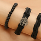 Set van 3 lederen armbanden (Zwart)