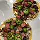 Philly Cheesesteak Tostadas with Cilantro-Lime Crema